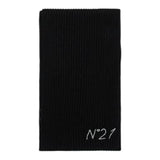 N°21 Sciarpa tinta unita con Logo Nero per Bambina N2108T NERO N°21 