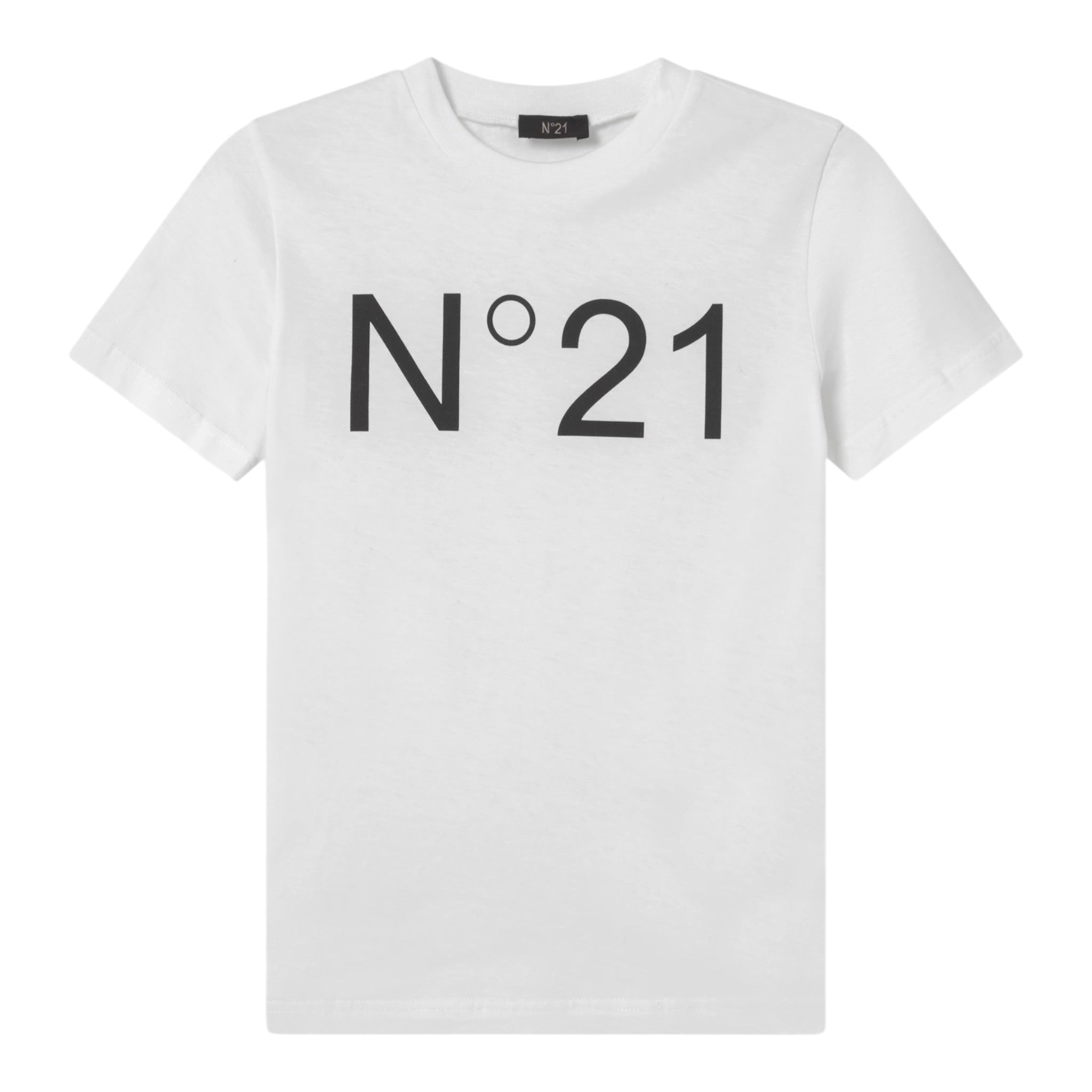 N°21 T-Shirt Girocollo tinta unita con Stampa Bianco per Bambino N21173 BIANCO N°21 