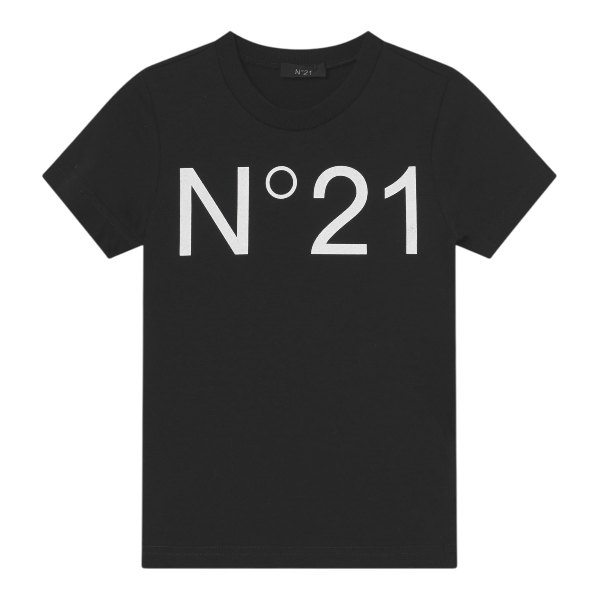 N°21 T-Shirt Girocollo tinta unita con Stampa Nero per Bambino N21173 NERO N°21 