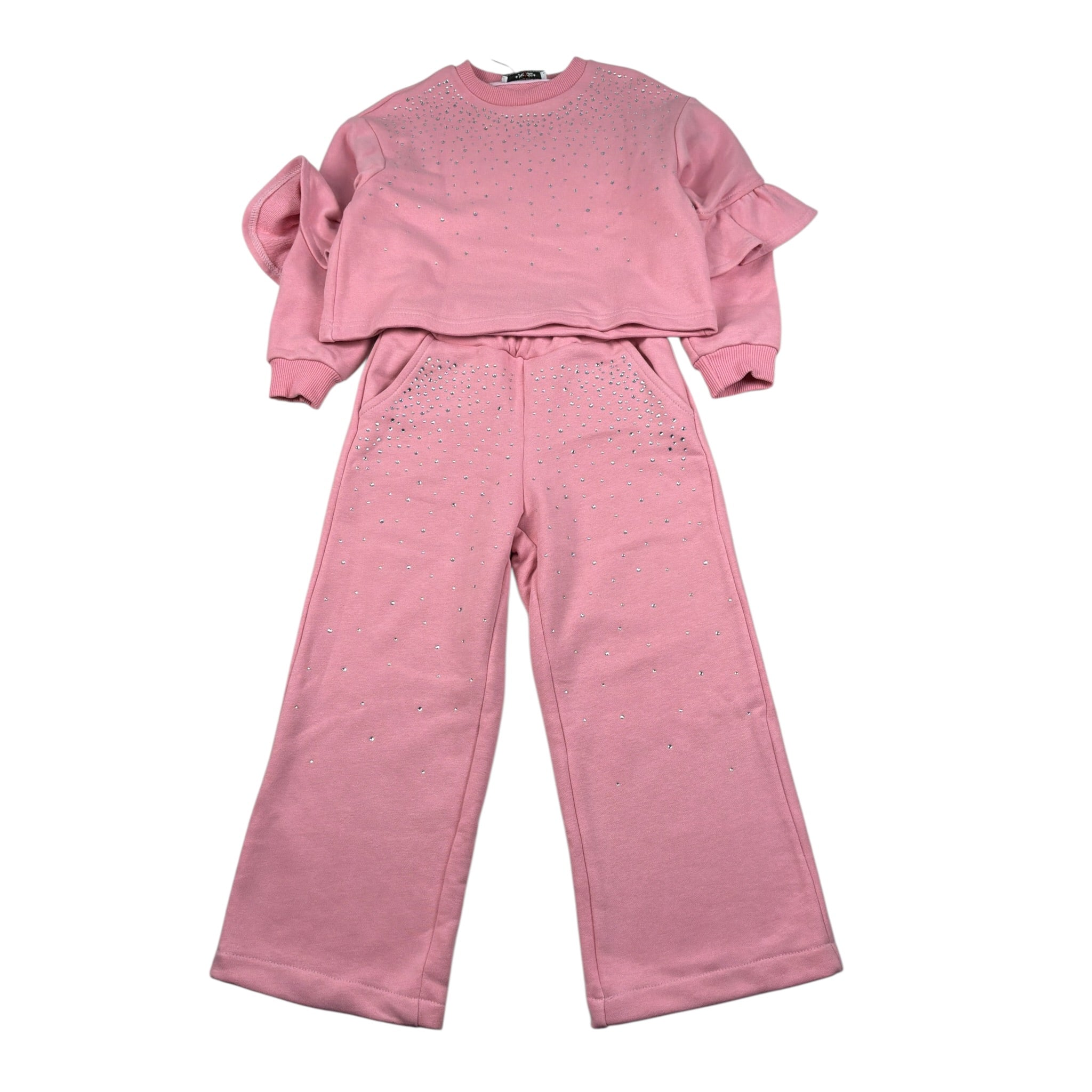 Naida Completo 2 Pezzi Felpa-Pantalone tinta unita Rosa per Bambina NACO055 ROSA NAIDA 