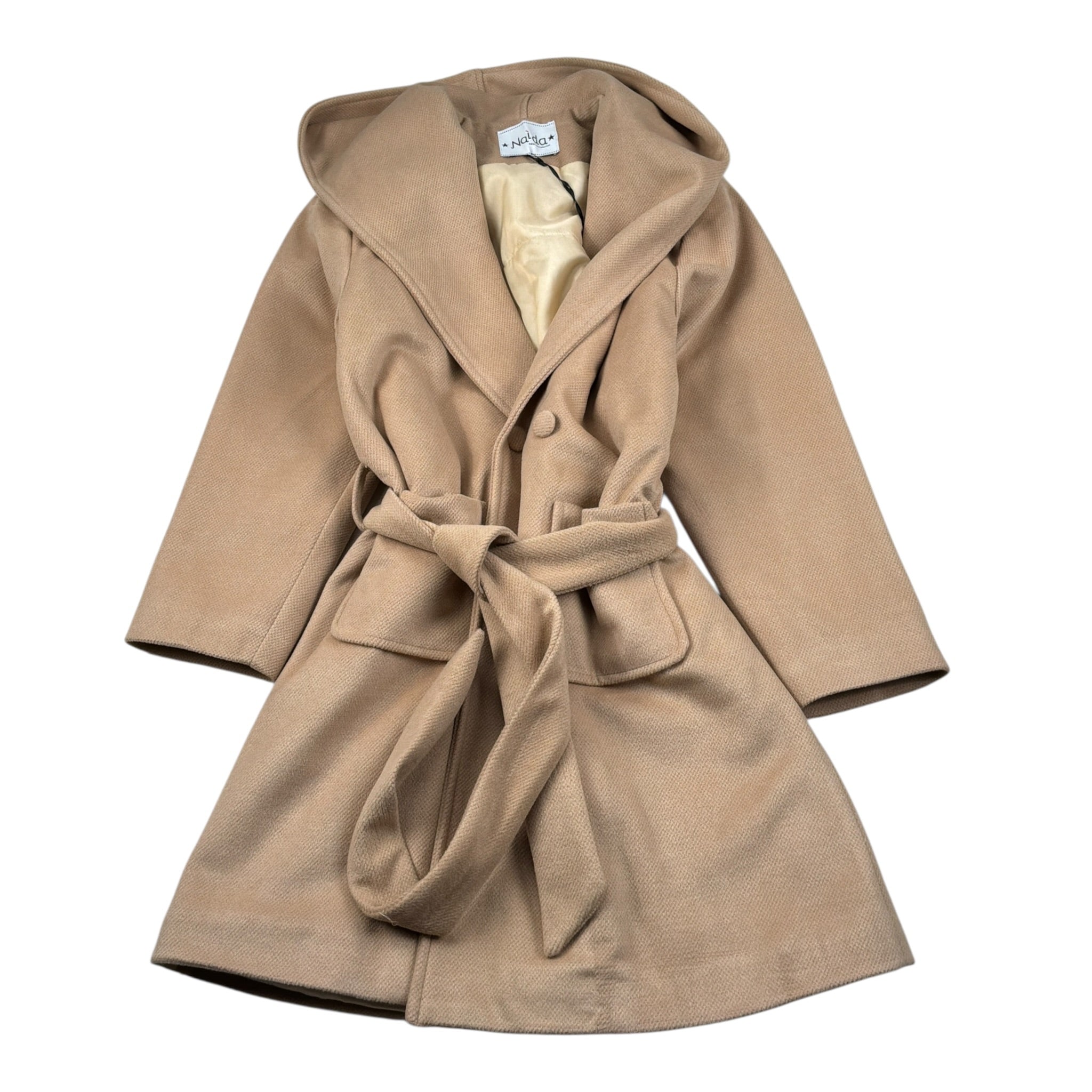 Naida Cappotto tinta unita con Cappuccio Cammello per Bambina NAGB314 CAMMELLO NAIDA 
