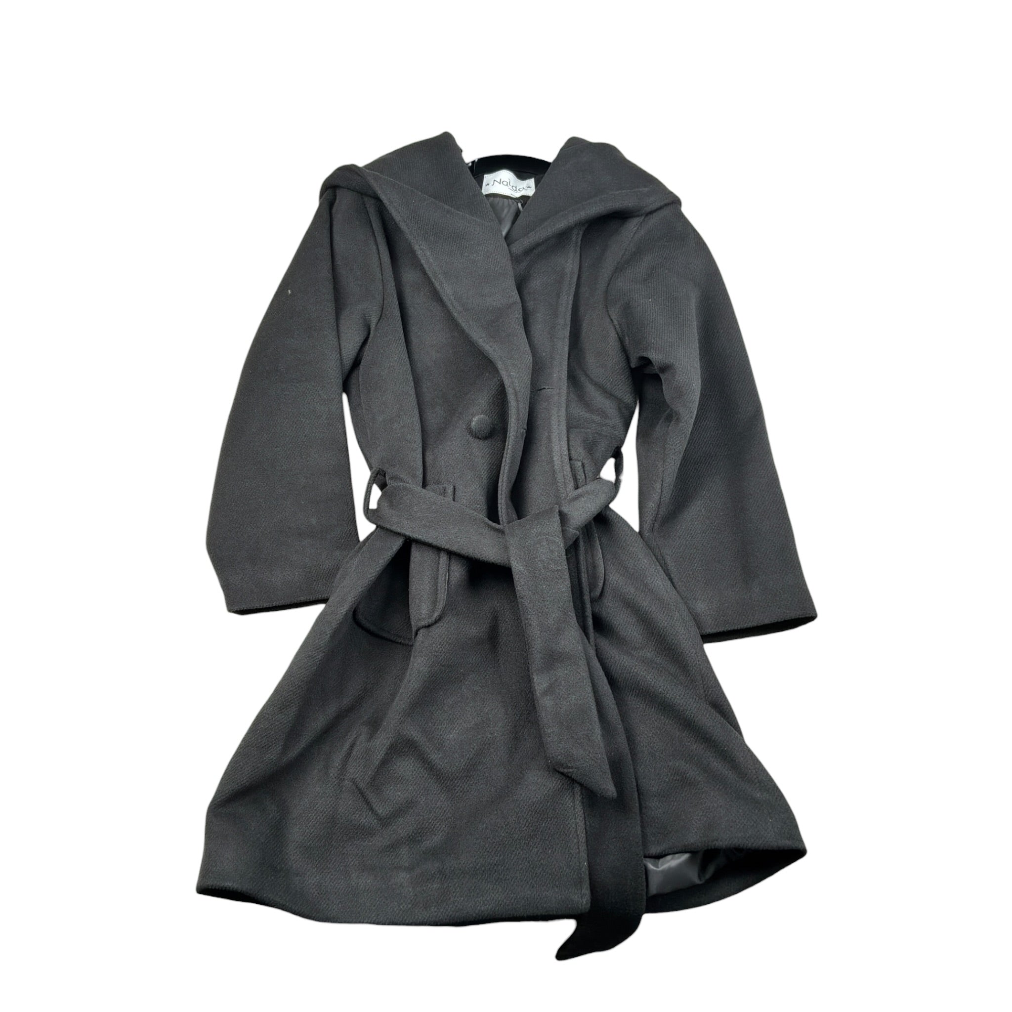 Naida Cappotto tinta unita con Cappuccio Nero per Bambina NAGB314X NERO NAIDA 