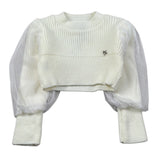 Naida Maglia tinta unita con Maniche Velate Panna per Bambina NAMA368 PANNA NAIDA 