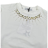 Naida Shirt Girocollo tinta unita con Brillantini Panna per Bambina NATS233 PANNA NAIDA 