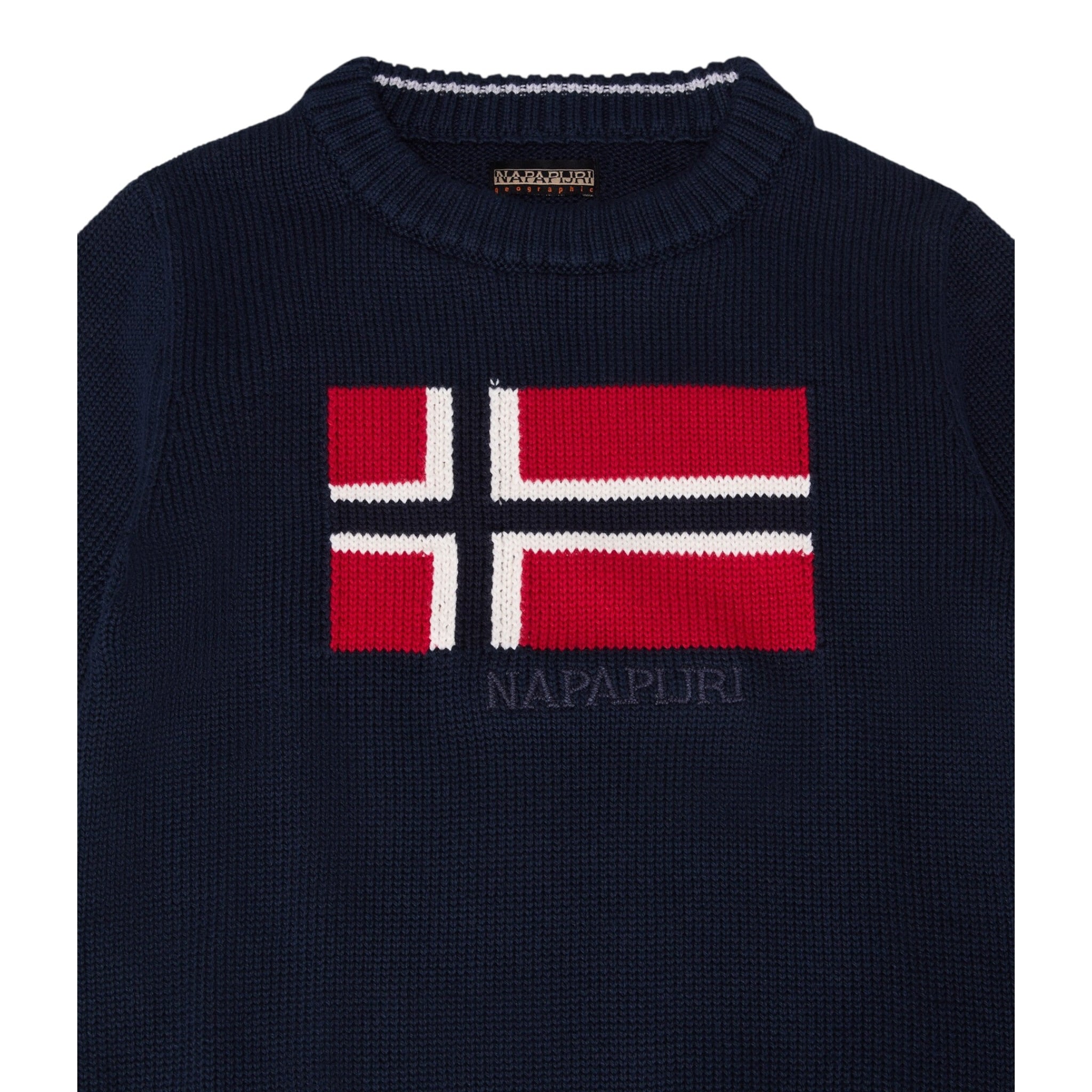 Napapijri Maglia tinta unita con Stampa Blu per Bambino NP0A88ZF1761 BLU NAPAPIJRI 