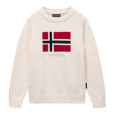 Napapijri Maglia tinta unita con Stampa Panna per Bambino NP0A88ZFN1J1 PANNA NAPAPIJRI 