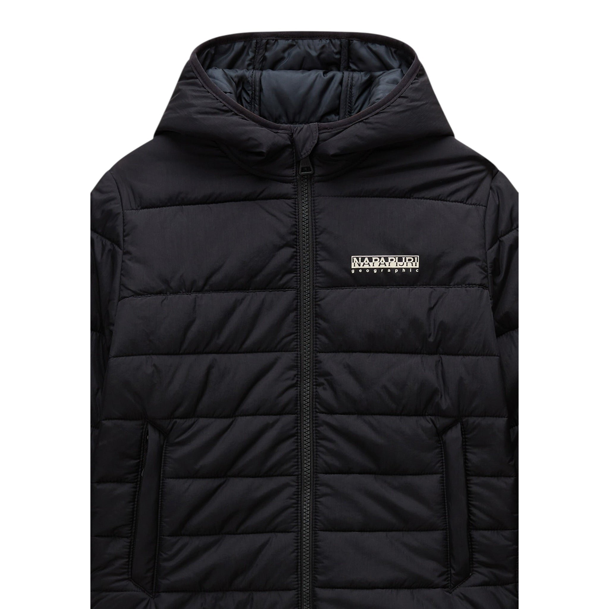 Napapijri Giubbino tinta unita con Cappuccio Nero per Bambino NP0A891I9411 NERO NAPAPIJRI 