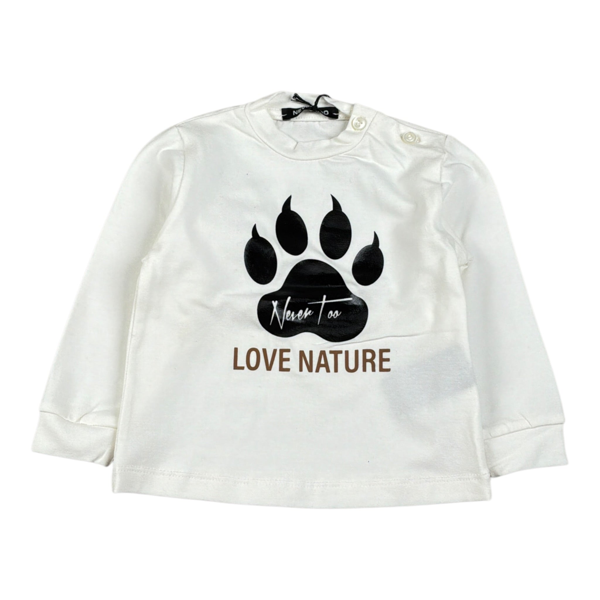 Never Too Shirt Girocollo tinta unita con Stampa Bianco per Bambino NT1840NJ BIANCO NEVER TOO 
