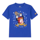 Nike T-Shirt Girocollo Tinta Unit con Stampe Blu per Bambino 86N504 BLU NIKE 