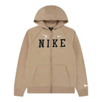 Nike Felpa con Zip E Cappuccio tinta unita con Logo Beige per Bambino 9Q1097 BEIGE NIKE 
