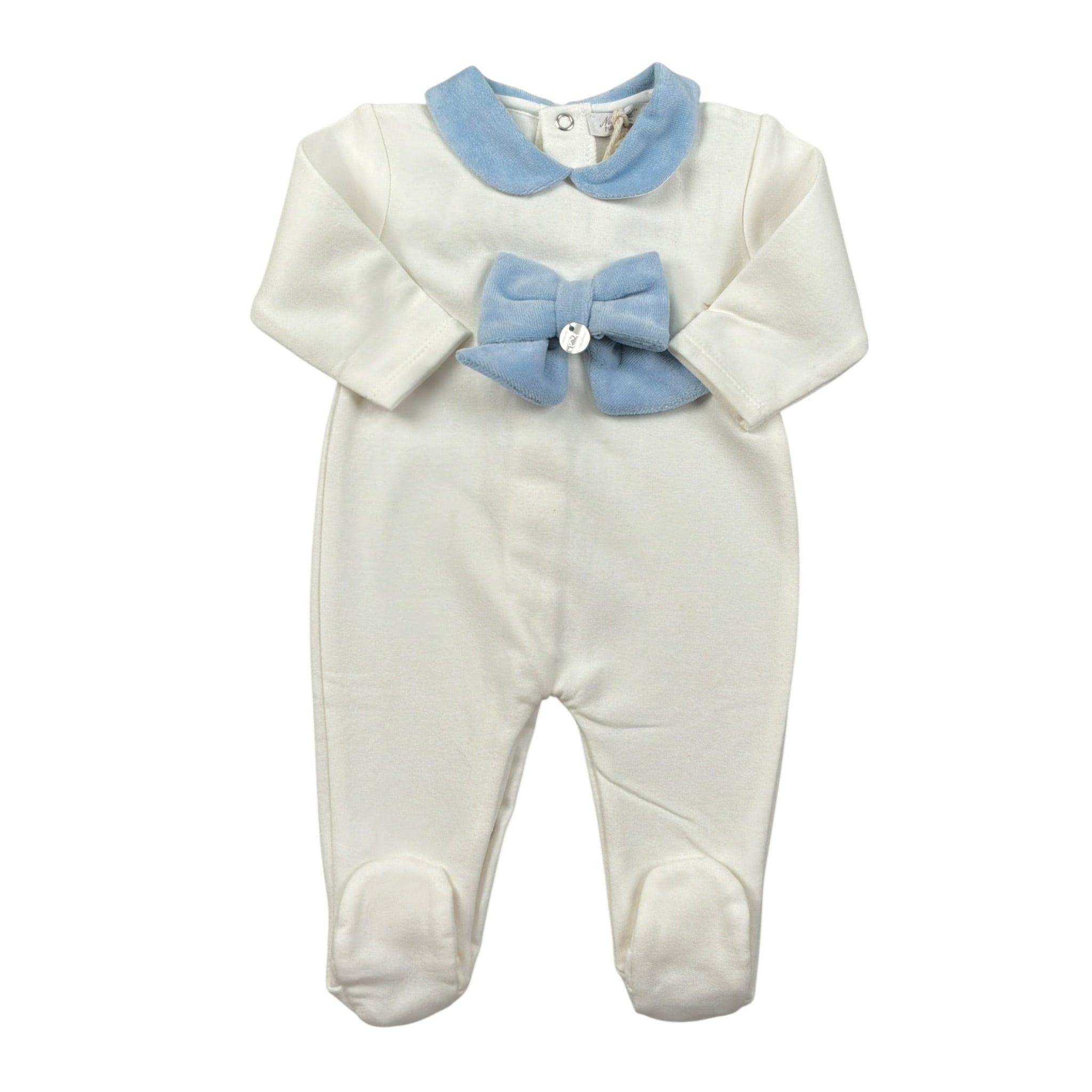 Ninnaoh Tutina tinta unita con Applicazioni Bianco/Azzurro per Neonata 10PR21965 BIANCO/AZZURRO NINNAOH 