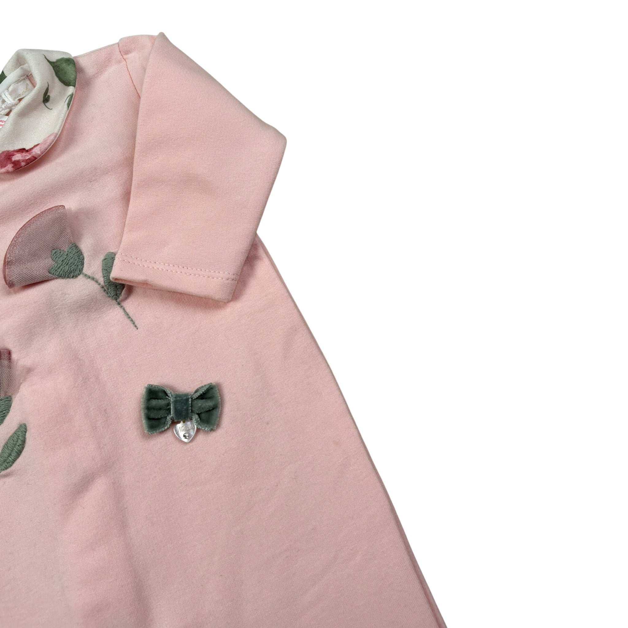 Ninnaoh Tutina tinta unita con Colletto Rosa per Neonata I25T36 ROSA NINNAOH 