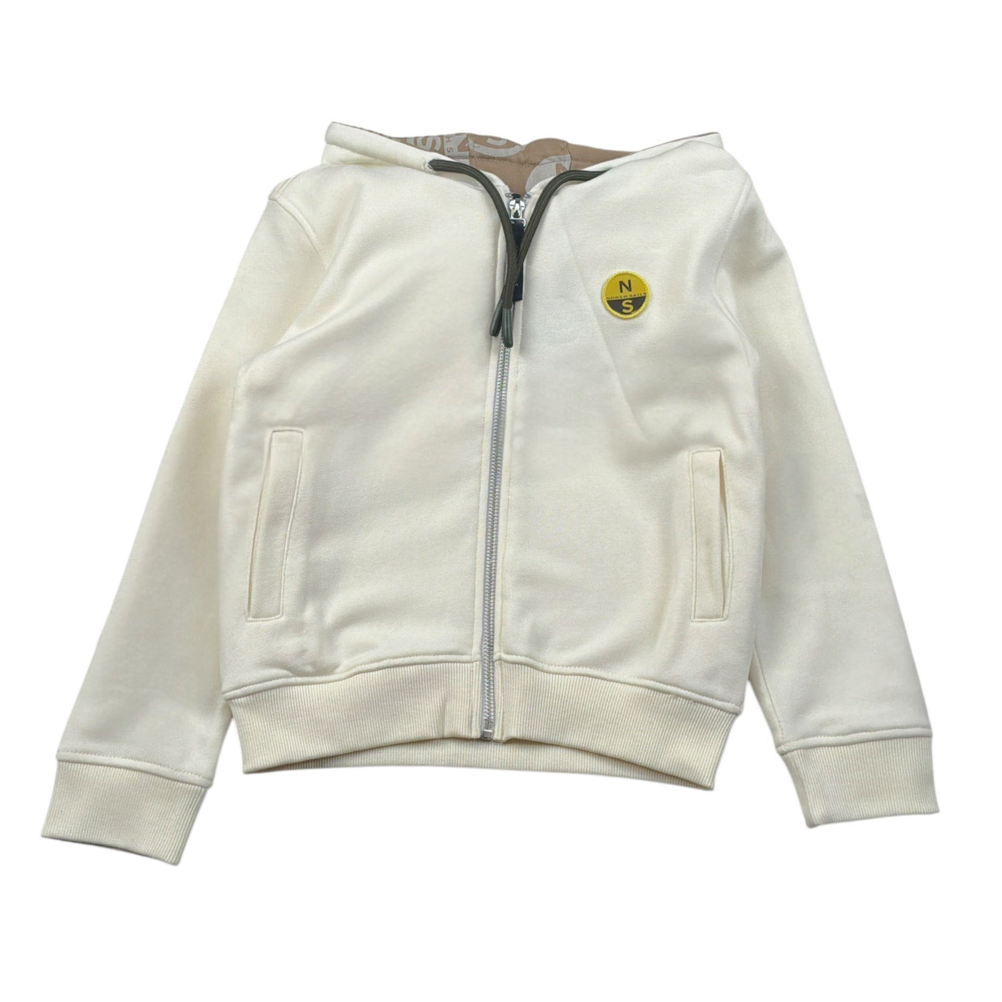 North Sails Felpa tinta unita con Zip E Cappuccio Panna per Bambino NBA26064FE PANNA NORTH SAILS 