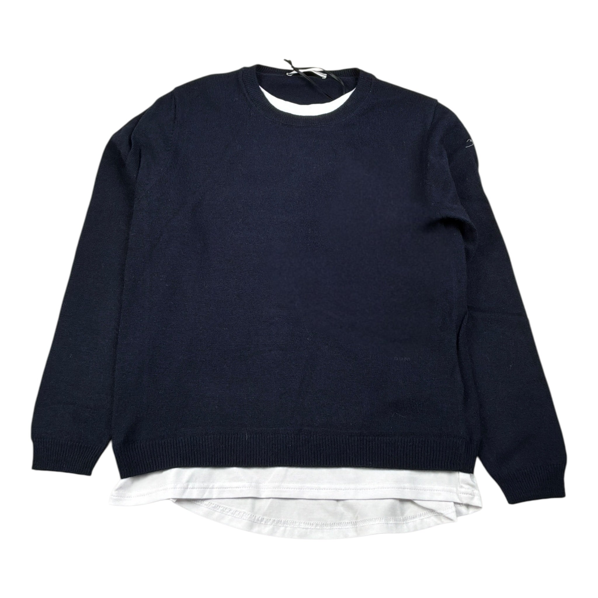 Paolo Pecora Maglia Girocollo tinta unita con Finta Shirt Blu per Bambino PP4095X BLU PAOLO PECORA 
