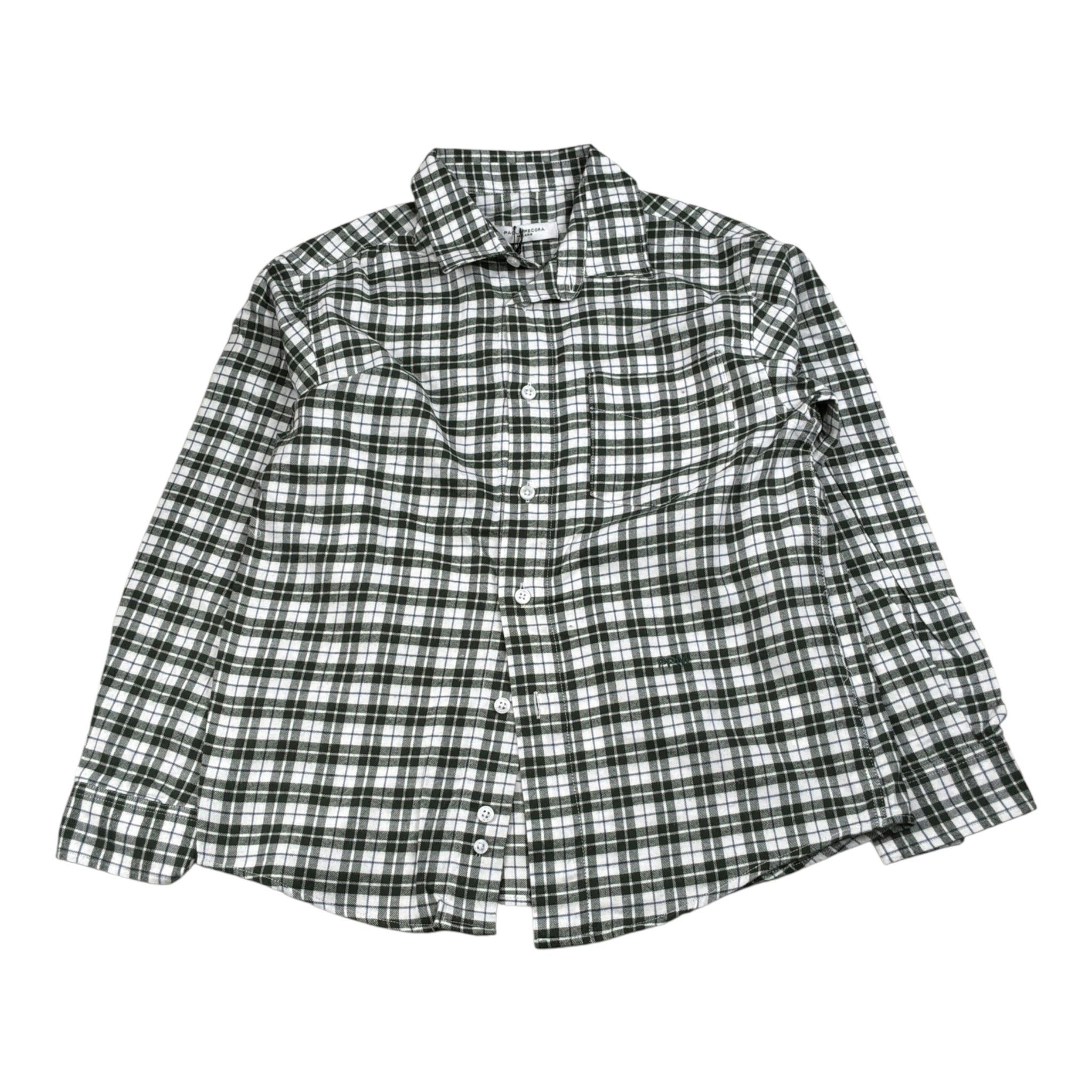 Paolo Pecora Camicia Bicolore con Fantasia A Quadri Bianco/Verde per Bambino PP4104 BIANCO/VERDE PAOLO PECORA 