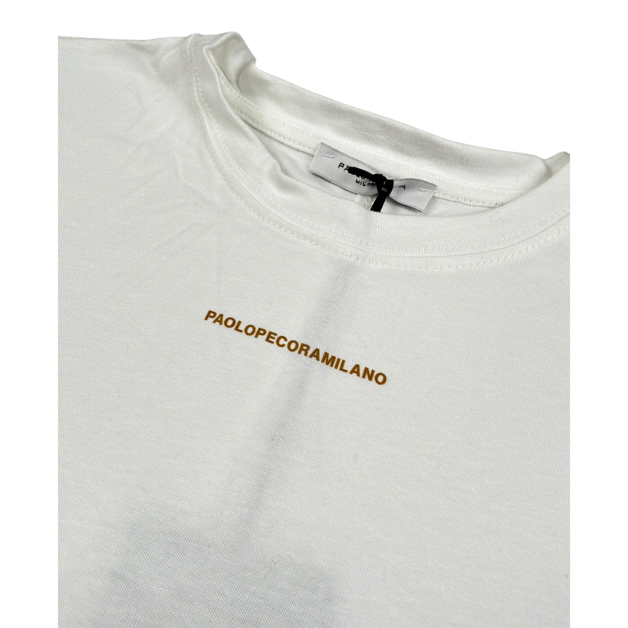 Paolo Pecora T-Shirt Girocollo tinta unita con Logo Bianco per Bambino PP4139X BIANCO PAOLO PECORA 