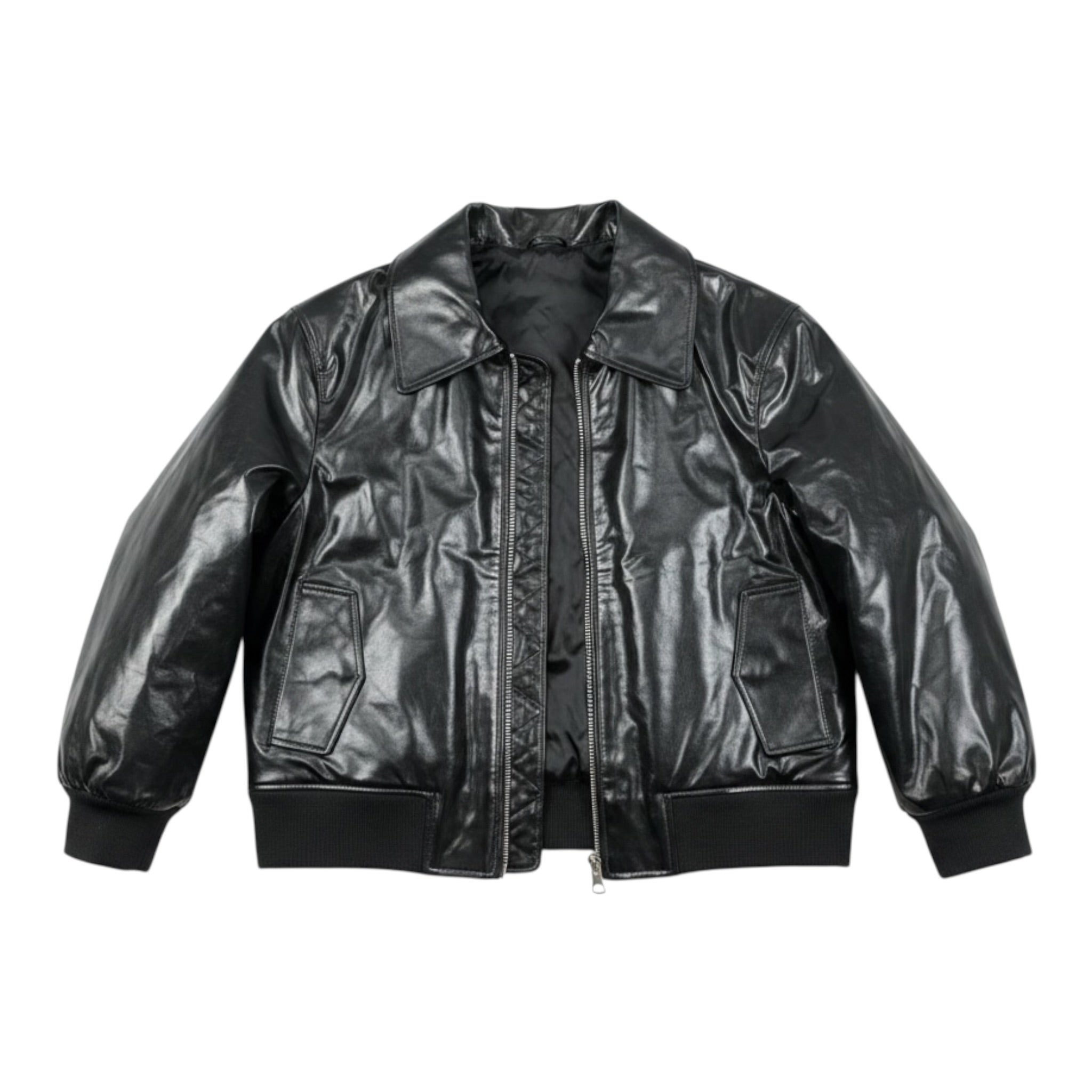 Paolo Pecora Giubbino In Ecopelle tinta unita con Zip Nero per Bambino PP4464 NERO PAOLO PECORA 