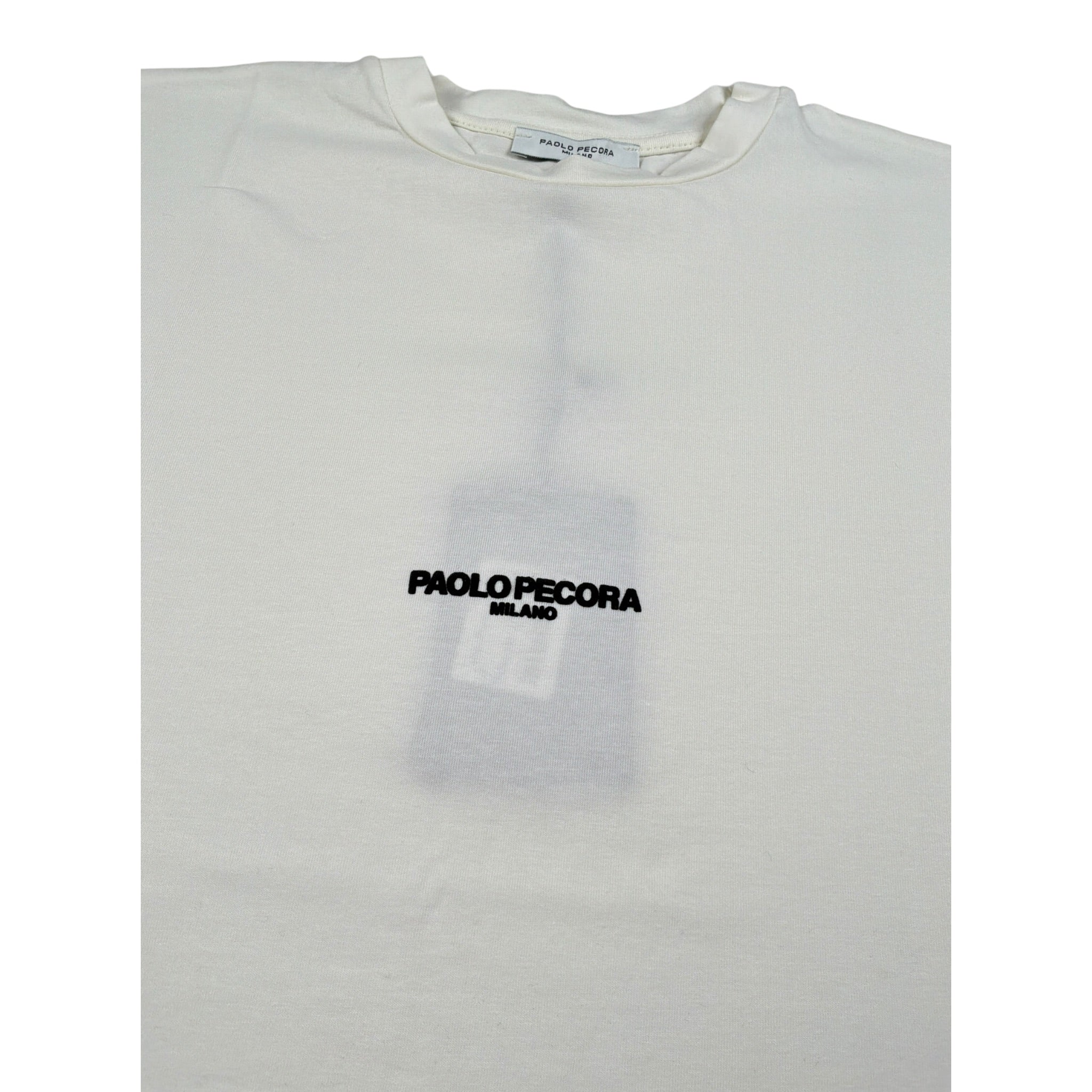 Paolo Pecora T-Shirt Girocollo tinta unita con Logo Panna per Bambino ÈÈ3736 PANNA PAOLO PECORA 