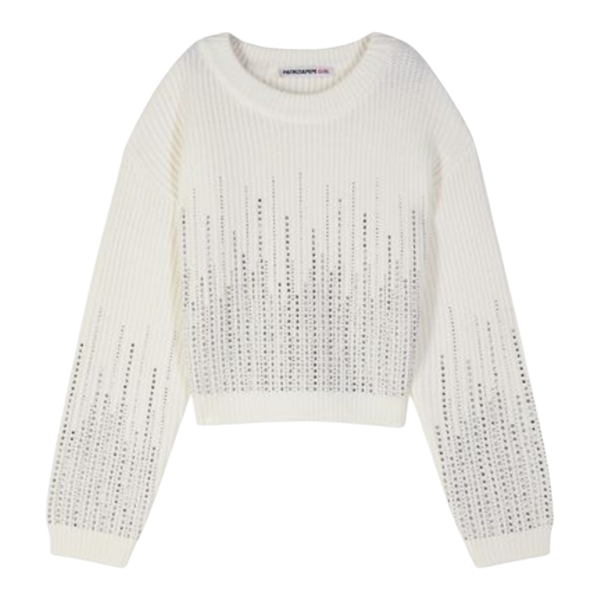 Patrizia Pepe Maglia tinta unita con Brillantini Panna per Bambina 7K0059XX PANNA PATRIZIA PEPE 