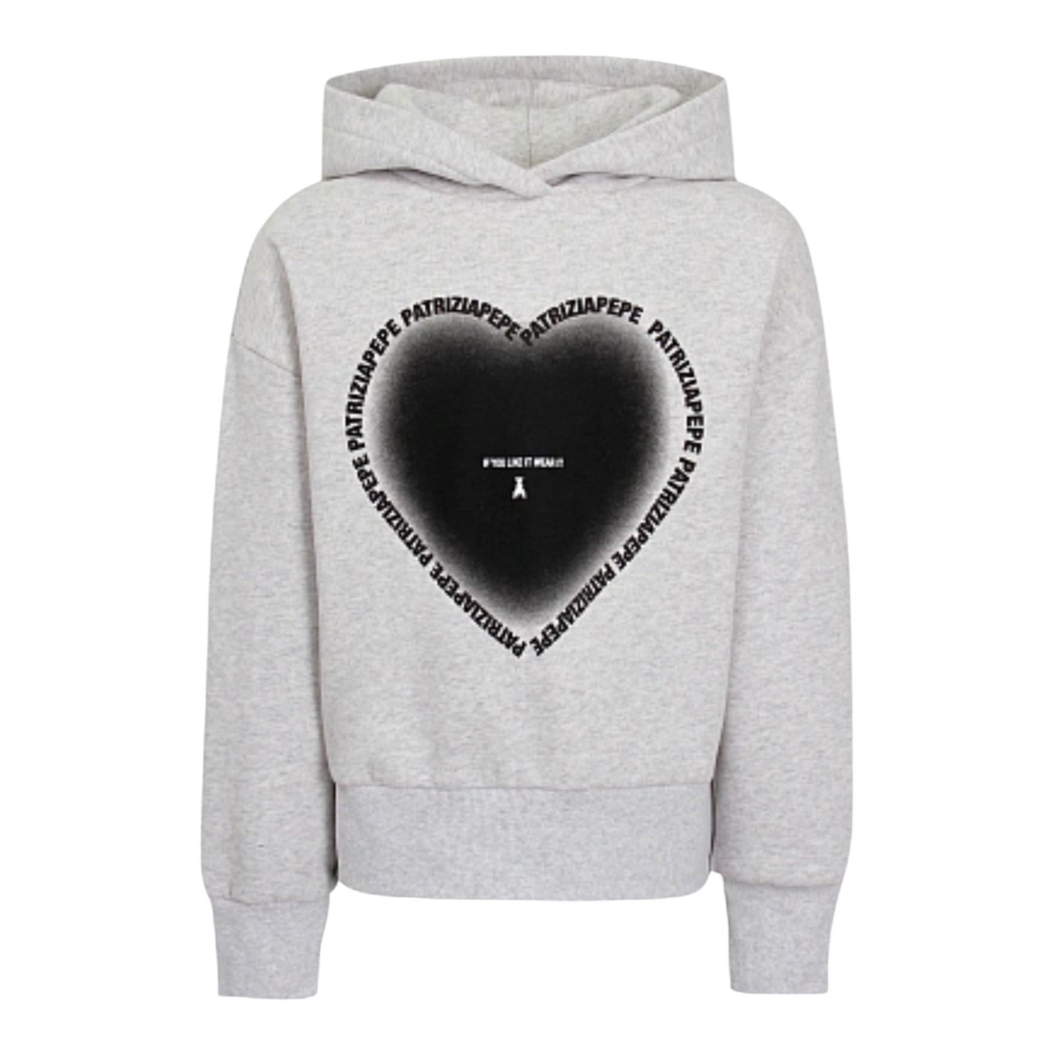 Patrizia Pepe Felpa tinta unita con Cappuccio E Stampa Grigio per Bambina 7M0934X GRIGIO PATRIZIA PEPE 