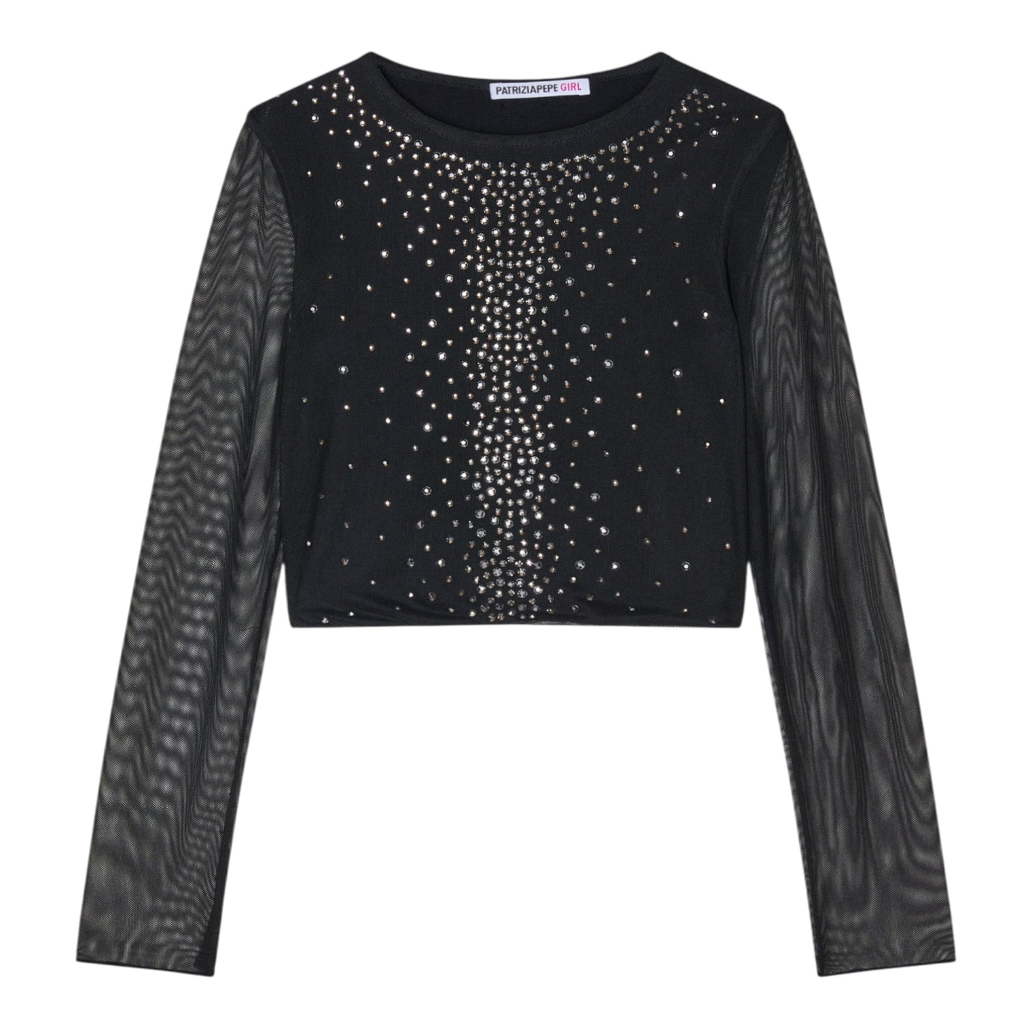 Patrizia Pepe Camicia Manica Lunga con Maniche Velate Nero per Bambina 7M0955 NERO PATRIZIA PEPE 