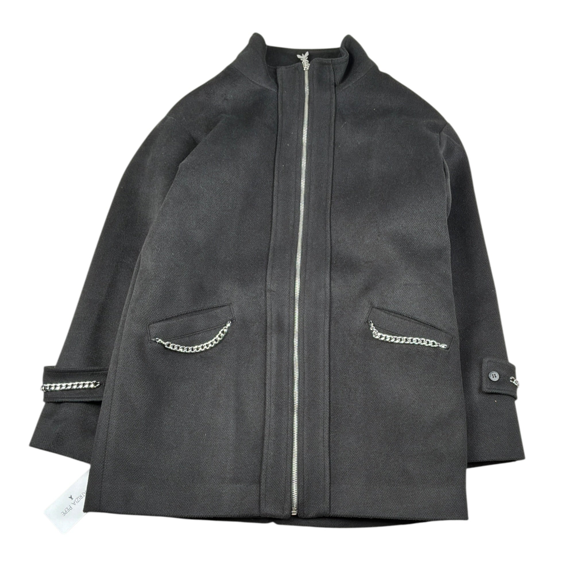 Patrizia Pepe Cappotto tinta unita con Zip Nero per Bambina 7O0048 NERO PATRIZIA PEPE 