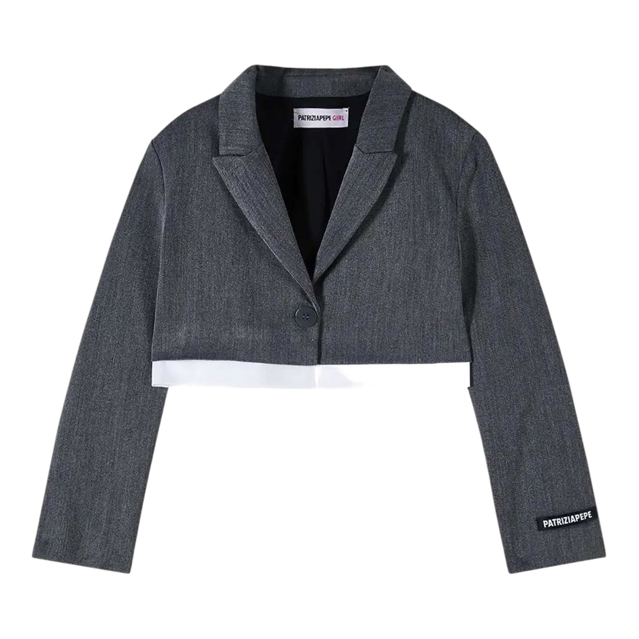 Patrizia Pepe Giacca tinta unita Modello Crop Grigio per Bambina 7S0280 GRIGIO PATRIZIA PEPE 
