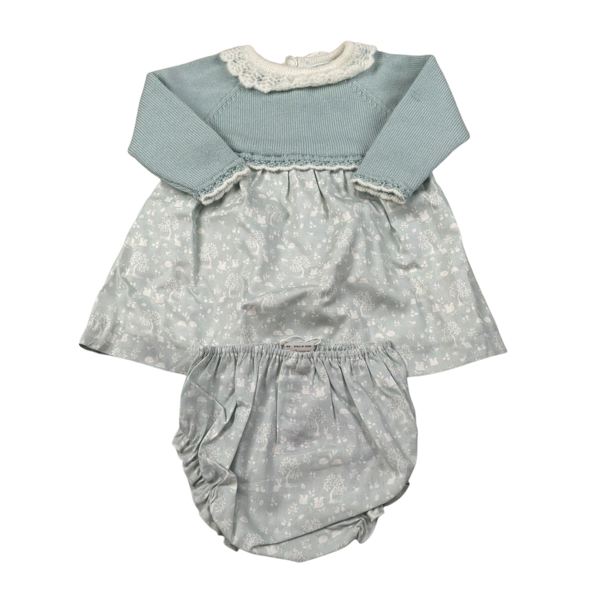 Paz Rodriguez Abito Bicolore con Culotte Verde Acqua per Neonata 004112139 VERDE ACQUA PAZ RODRIGUEZ 