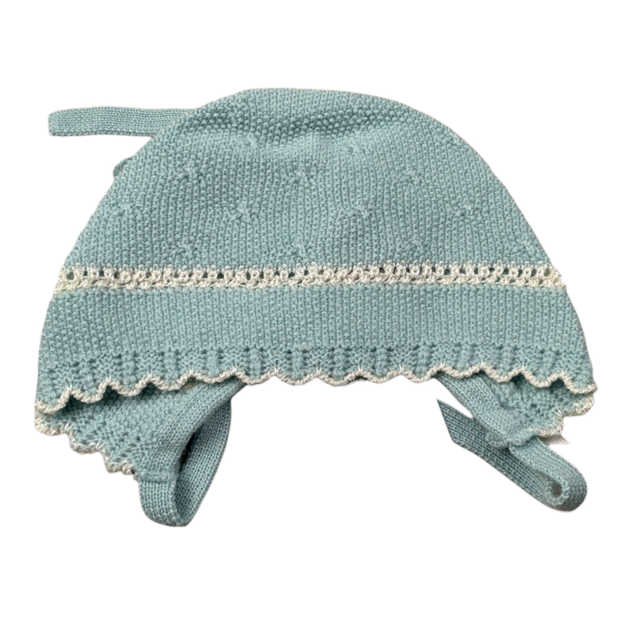 Paz Rodriguez Cappello tinta unita con Ricami Verde Acqua per Neonata 011112949 VERDE ACQUA PAZ RODRIGUEZ 