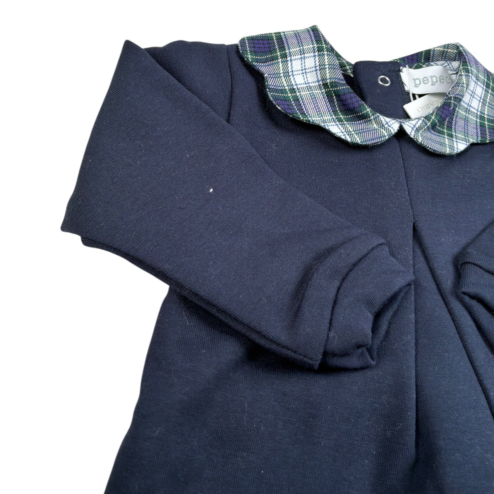 Pepece' Tutina Manica Lunga tinta unita con Colletto Blu per Neonato 744 BLU PEPECE' 