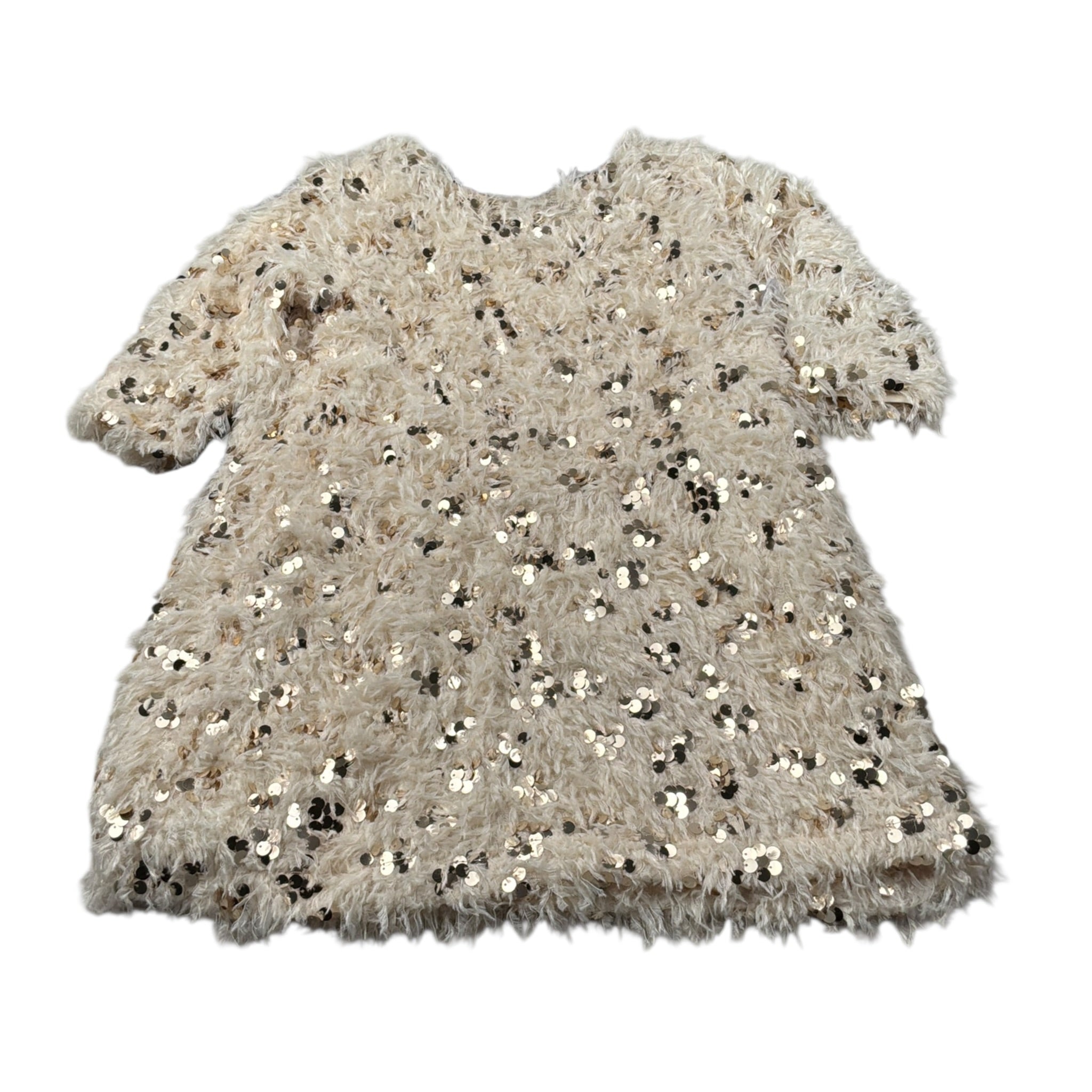 Petit Posh Abito Mezza Manica tinta unita con Paillettes Beige per Bambina GFJF25166VE BEIGE PETIT POSH 