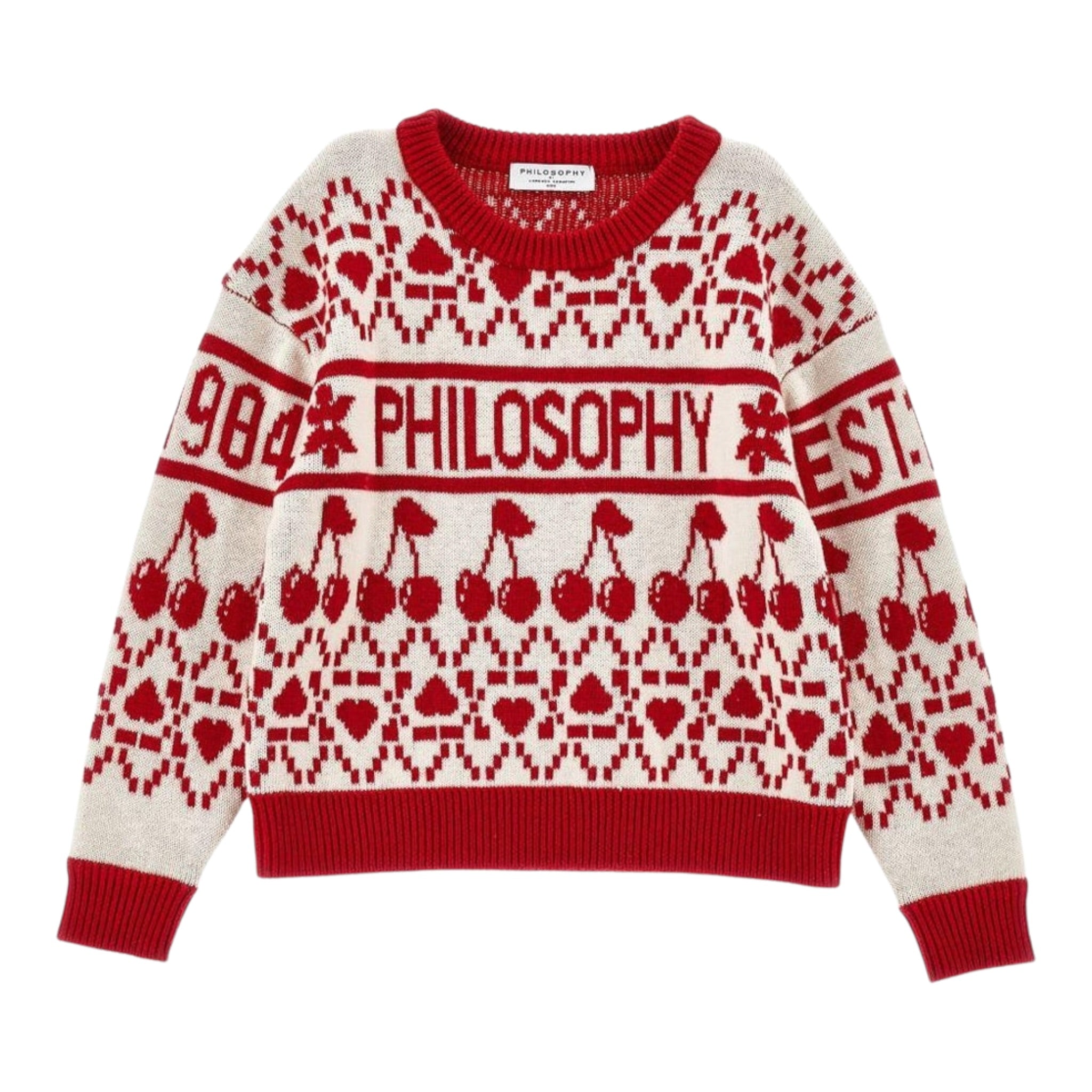 Philosophy Maglia Bicolore con Stampa Panna/Rosso per Bambina I9F602 PANNA/ROSSO PHILOSOPHY 