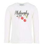Philosophy Shirt tinta unita con Stampa Bianco per Bambina L1F605 BIANCO PHILOSOPHY 