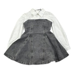 Pinko Abito Manica Lunga In Denim con Maniche In Camicia Grigio per Bambina KFAB023 GRIGIO PINKO 