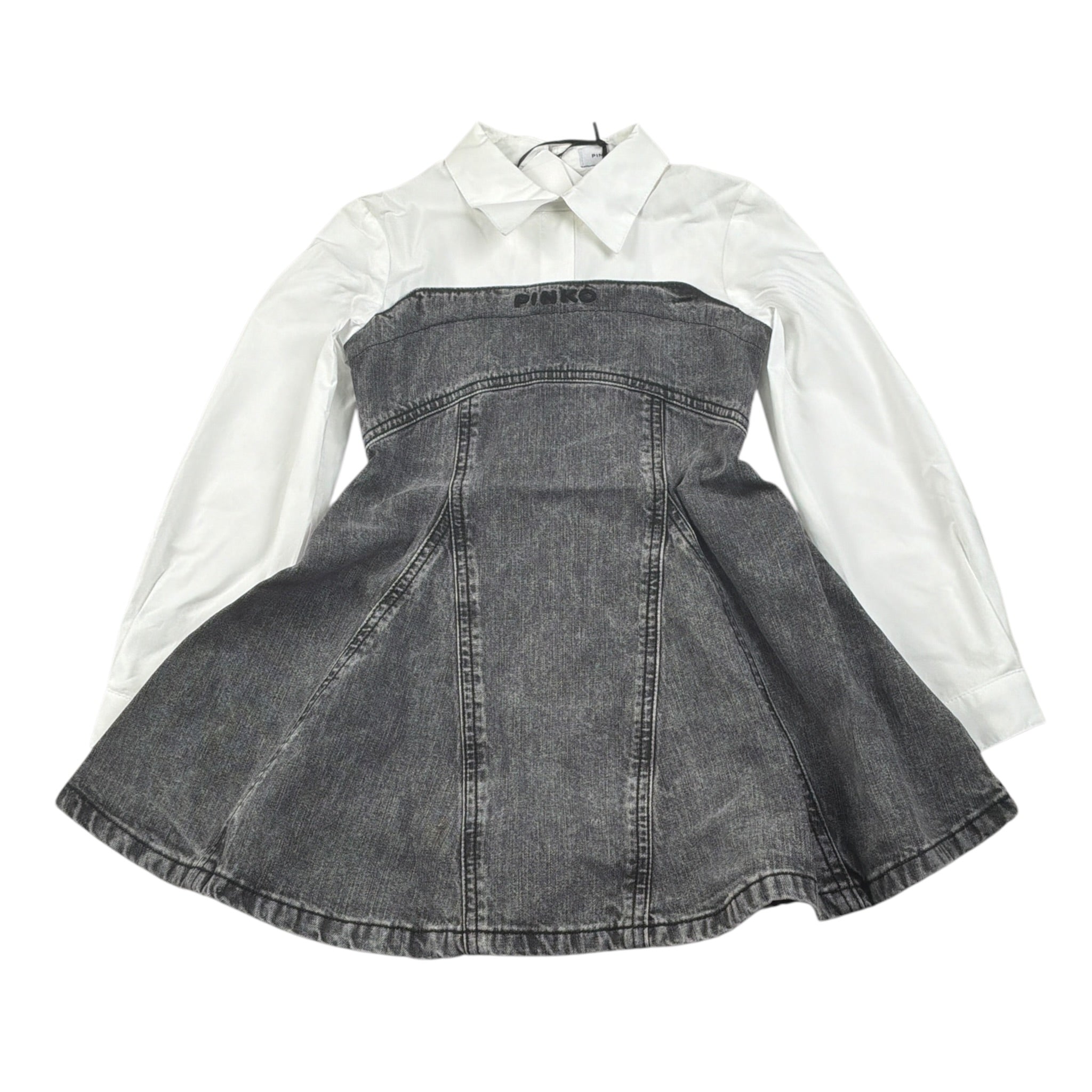 Pinko Abito Manica Lunga In Denim con Maniche In Camicia Grigio per Bambina KFAB023 GRIGIO PINKO 