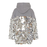 Pinko Abito Manica Lunga con Cappuccio E Paillettes Grigio per Bambina KFAB033 GRIGIO PINKO 