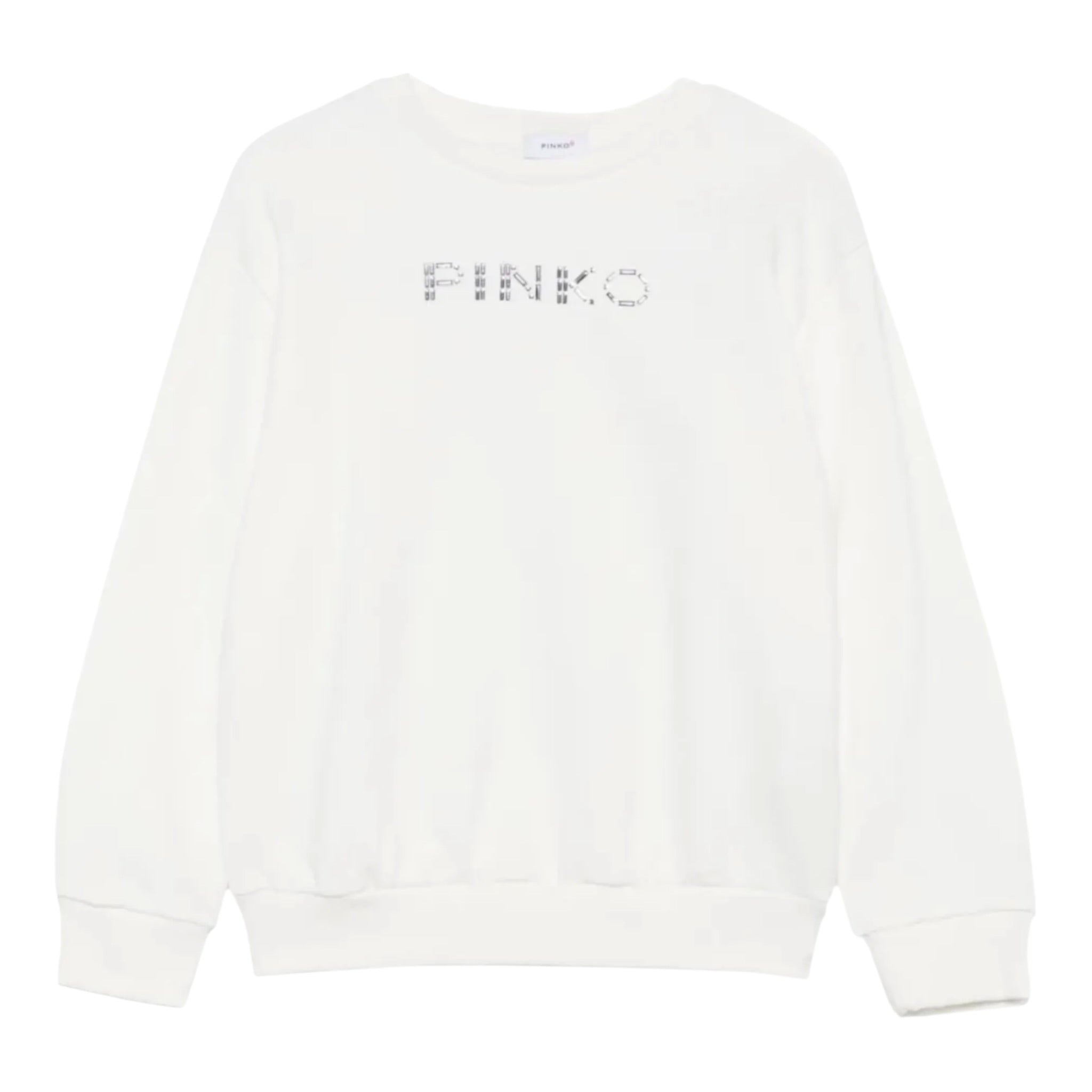 Pinko Felpa Chiusa Girocollo tinta unita con Logo Panna per Bambina KFFE011 PANNA PINKO 