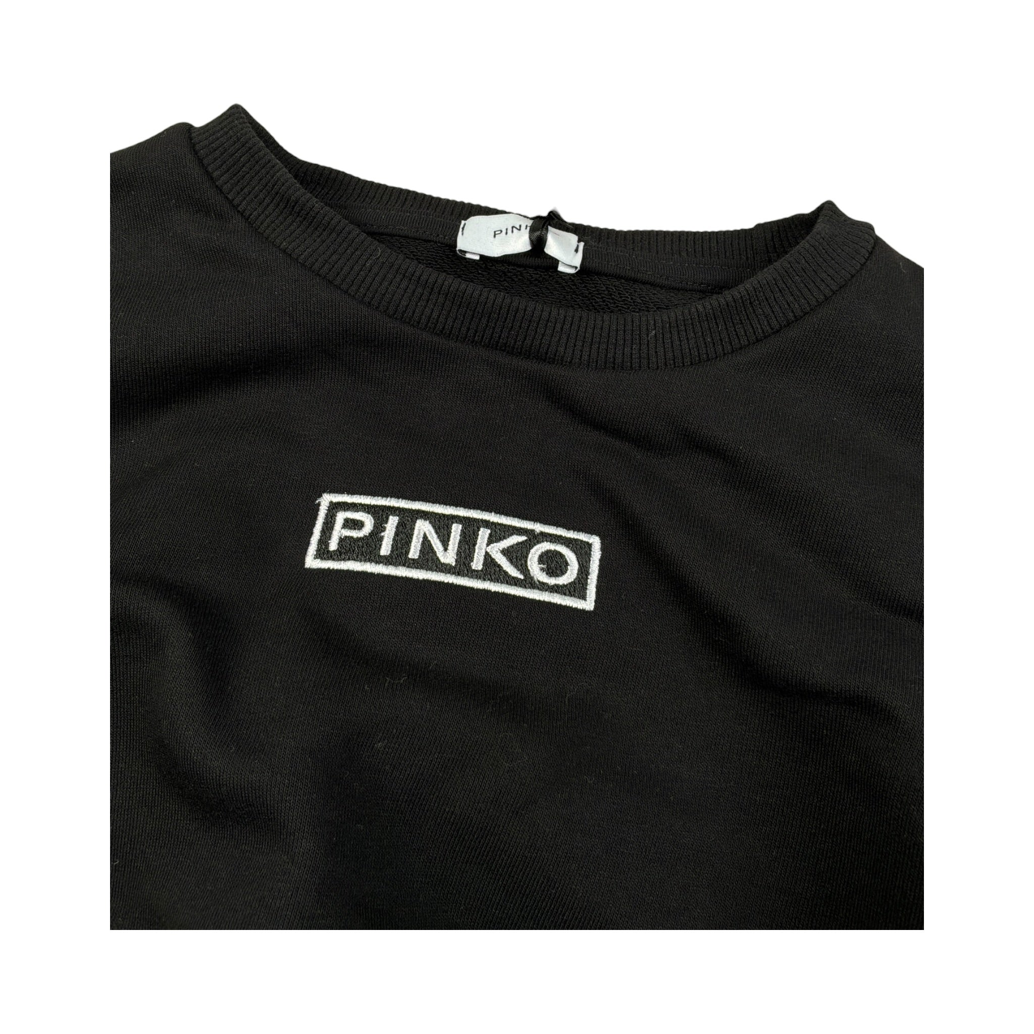 Pinko Felpa Chiusa Girocollo tinta unita con Logo Nero per Bambina KFFE012 NERO PINKO 