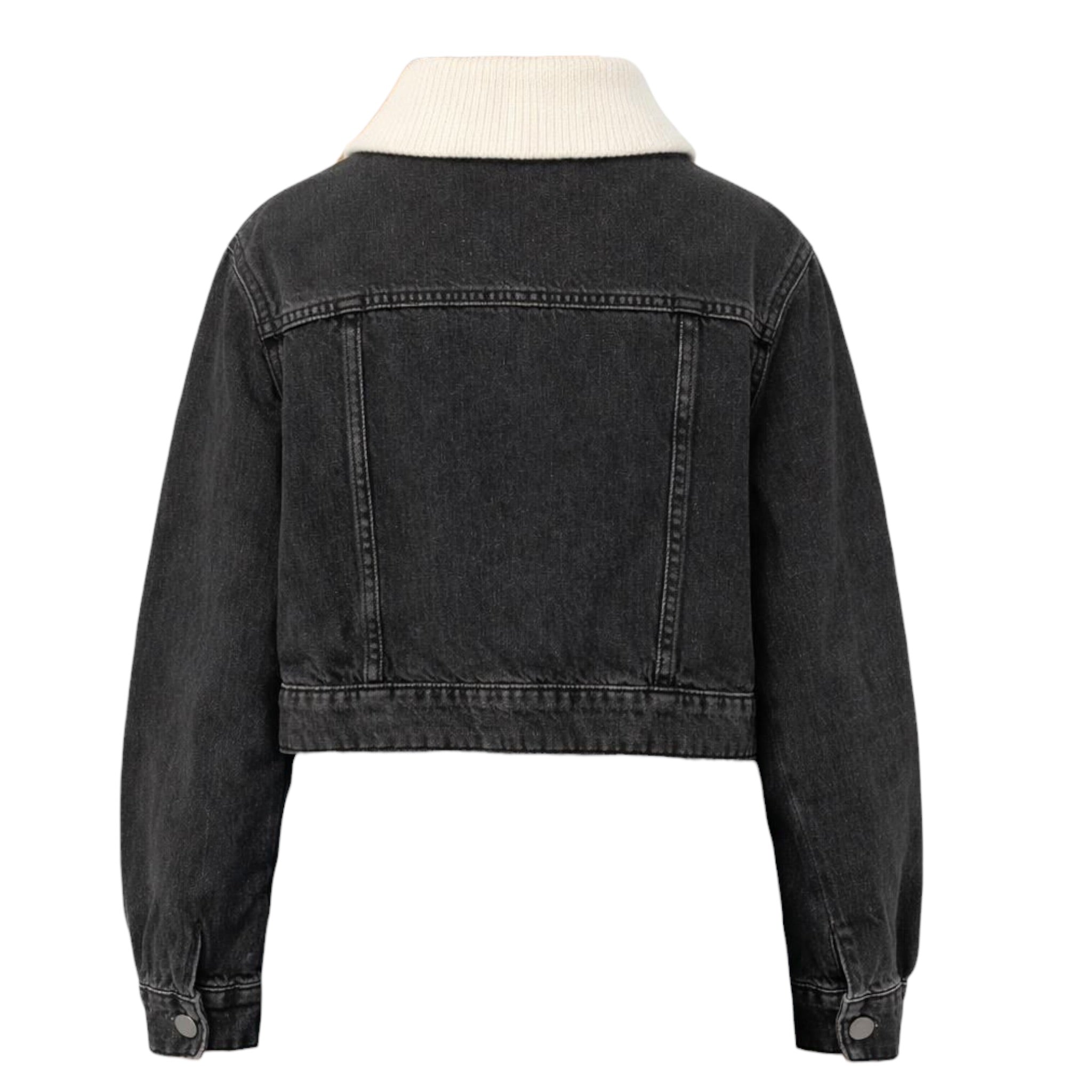 Pinko Giubbino In Denim tinta unita con Logo Nero per Bambina KFGB007 NERO PINKO 