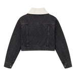 Pinko Giubbino In Denim tinta unita con Logo Nero per Bambina KFGB007X NERO PINKO 