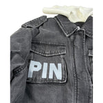Pinko Giubbino In Denim tinta unita con Logo Nero per Bambina KFGB007X NERO PINKO 