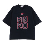 Pinko T-Shirt Girocollo tinta unita con Logo Blu per Bambina KFTS018 BLU PINKO 