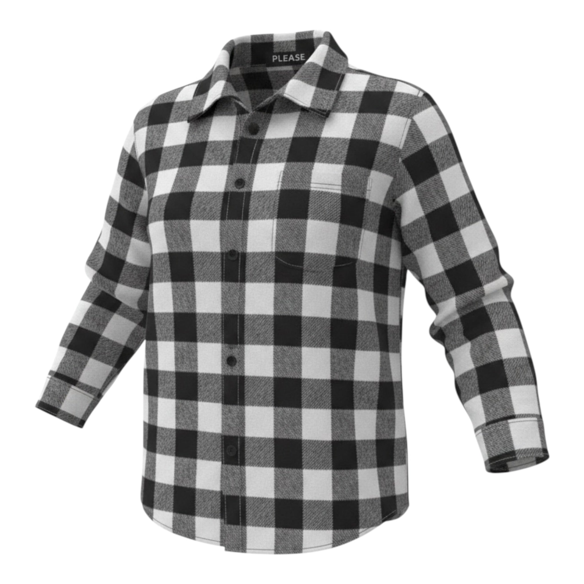 Please Camicia Bicolore con Fantasia A Quadri Bianco/Nero per Neonato CL61103B77N BIANCO/NERO PLEASE 