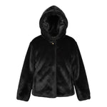 Please Pelliccia tinta unita con Cappuccio E Bottoni Nero per Bambino JE02260G78 NERO PLEASE 