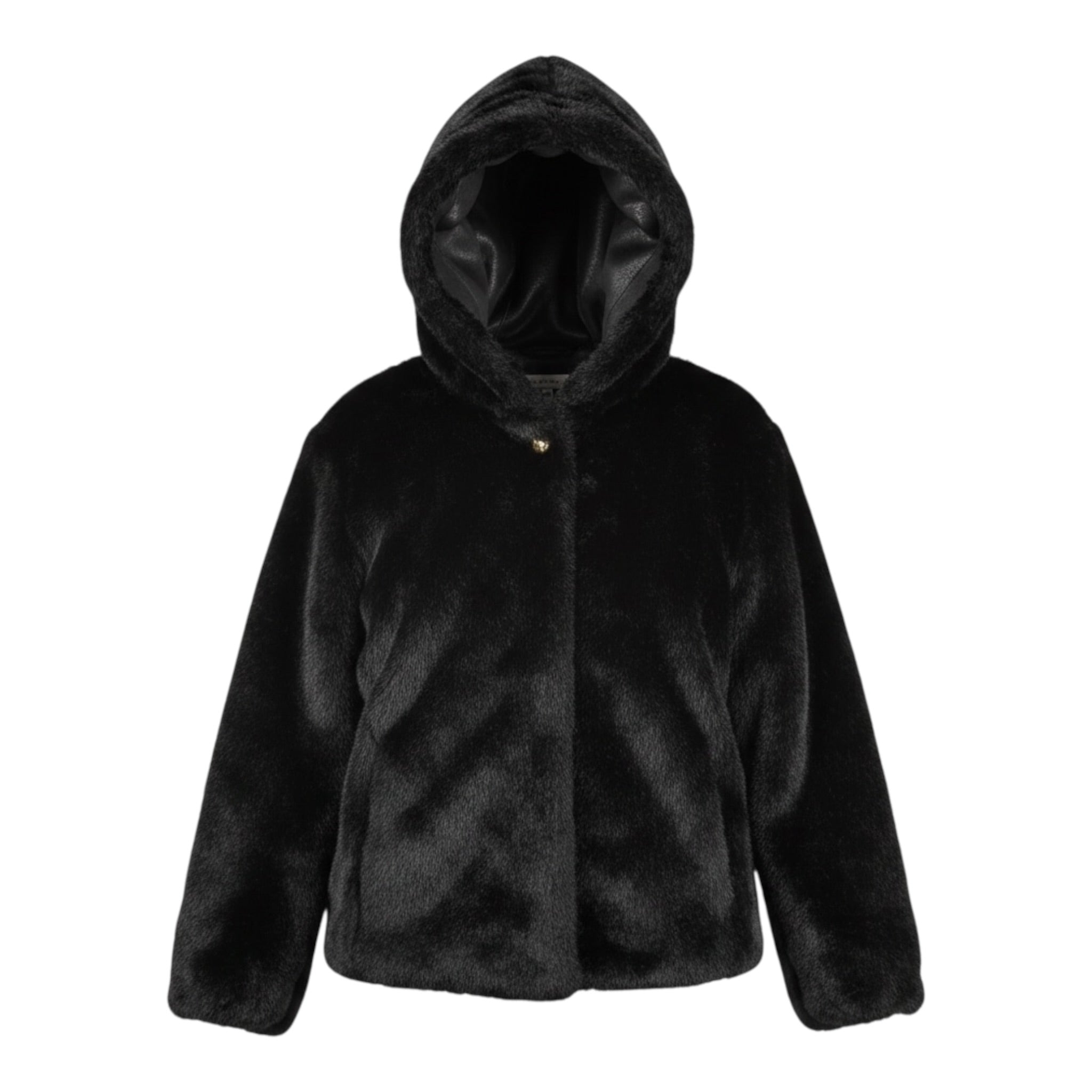 Please Pelliccia tinta unita con Cappuccio E Bottoni Nero per Bambino JE02260G78 NERO PLEASE 