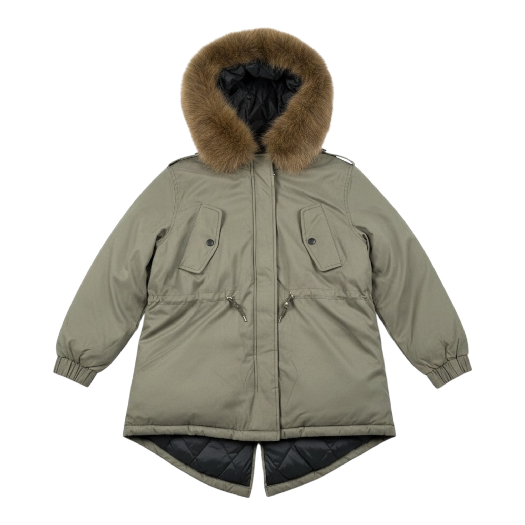 Please Giubbino Modello Parka tinta unita con Cappuccio Verde per Bambino JE16160G78 VERDE PLEASE 