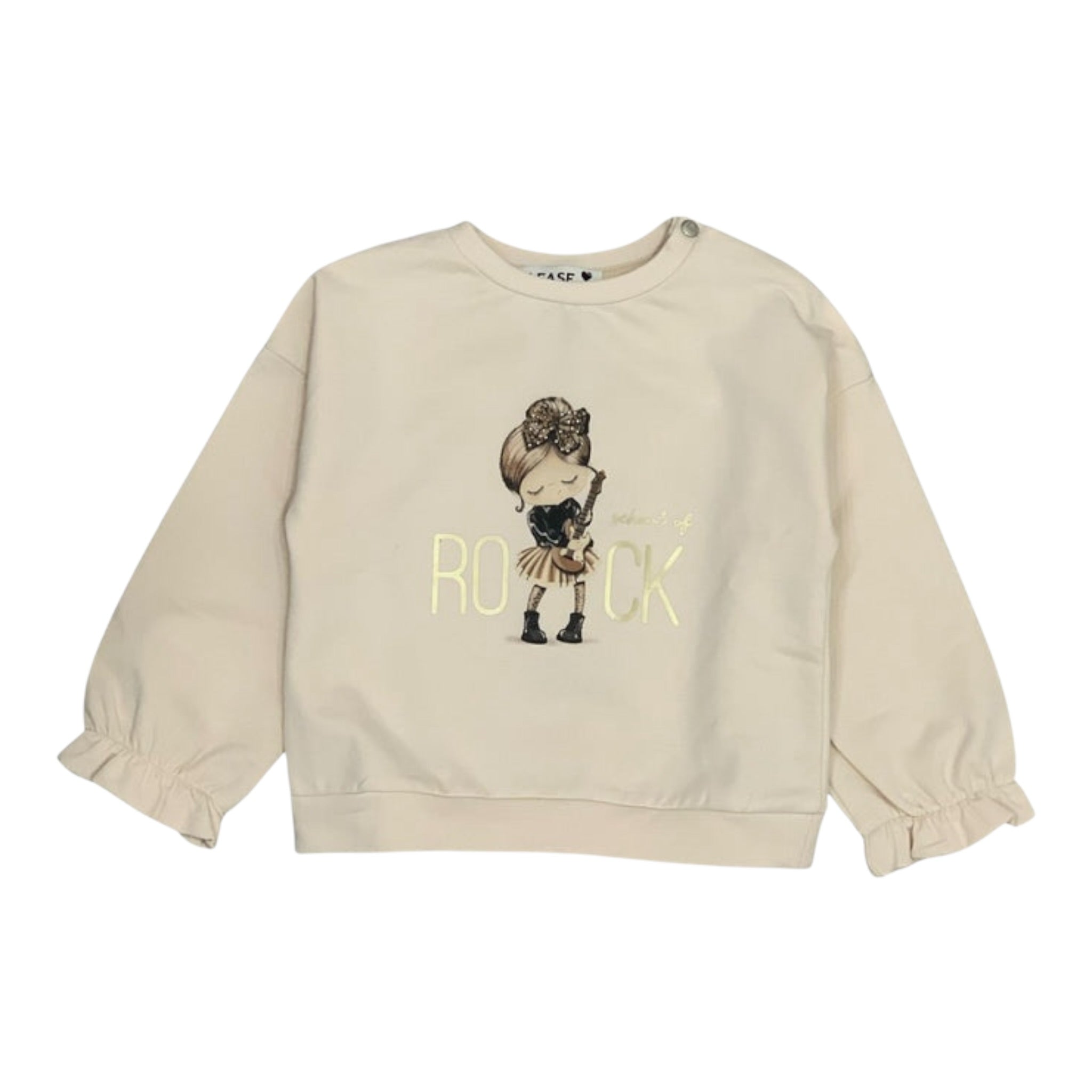 Please Felpa tinta unita Girocollo con Stampa Beige per Bambina LB03042G77X BEIGE PLEASE 