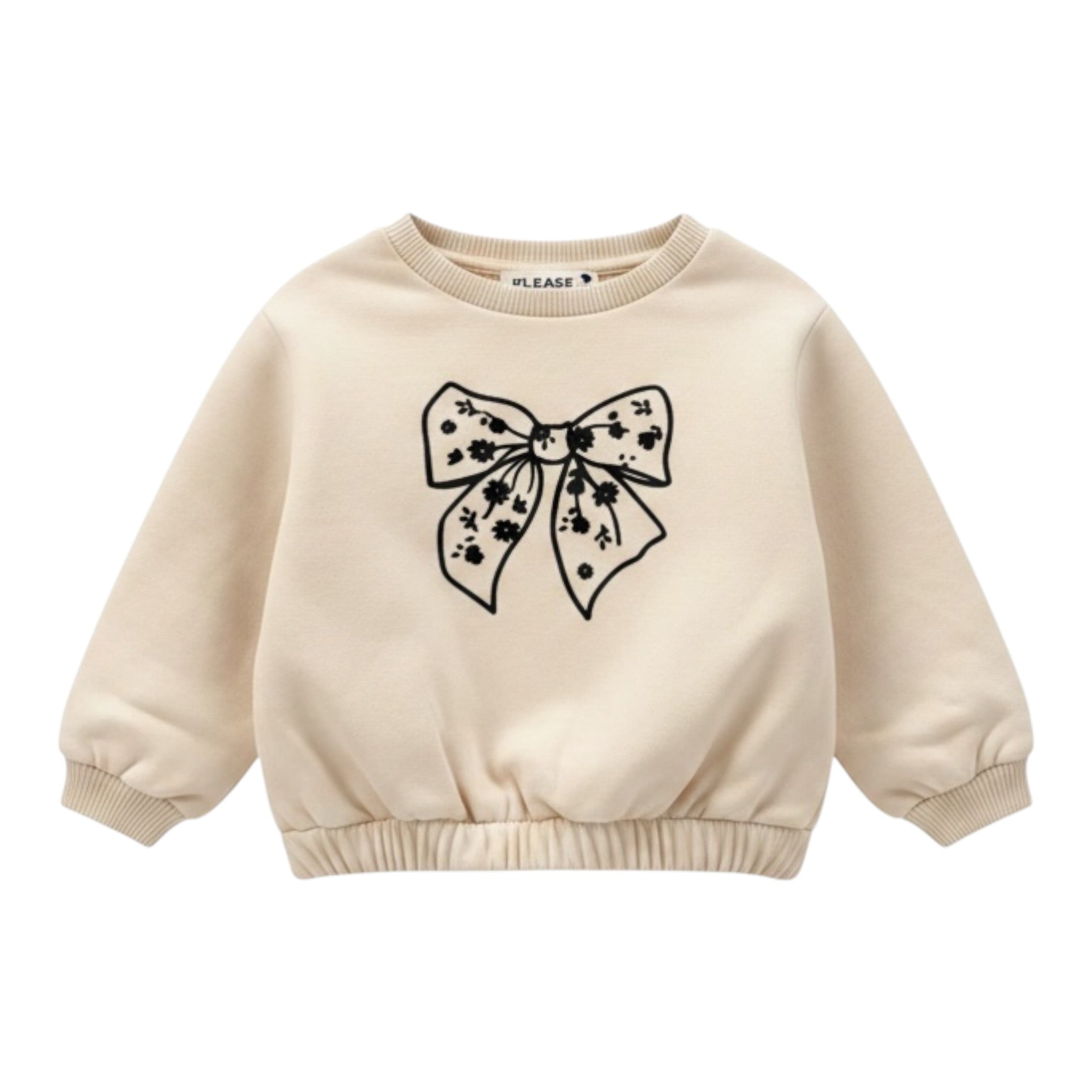 Please Felpa Girocollo tinta unita con Stampa Beige per Neonata LB18042G77N BEIGE PLEASE 