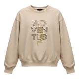Please Felpa Girocollo tinta unita con Stampa Beige per Bambina LB30040B77 BEIGE PLEASE 