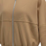 Please Felpa tinta unita con Zip Cammello per Bambina LG16040G78 CAMMELLO PLEASE 
